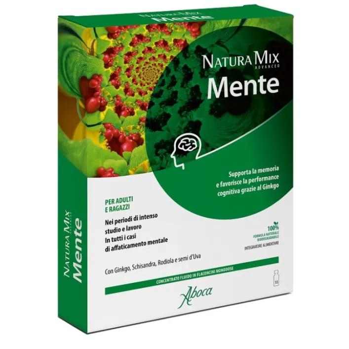 Aboca Natura Mix Advanced Mente 10 Flaconcini - Integratore Funzioni Cognitive