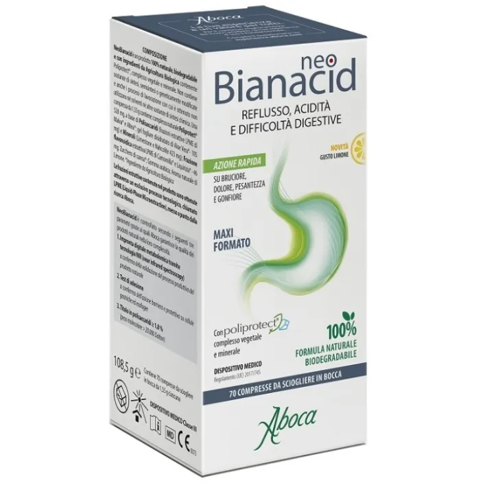Aboca NeoBianacid Limone 70 compresse - Dispositivo Medico contro Acidità e Reflusso