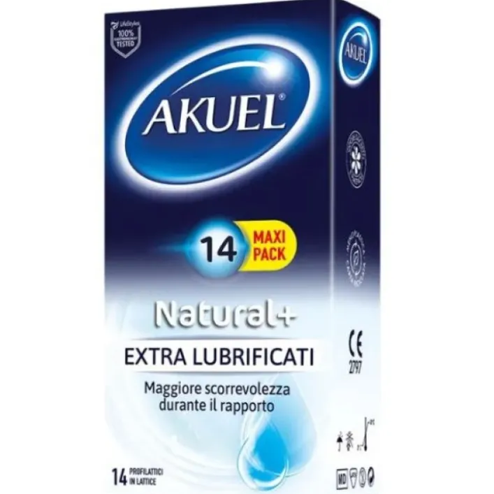 Akuel Natural + Profilattici Extra Lubrificanti 14 pezzi