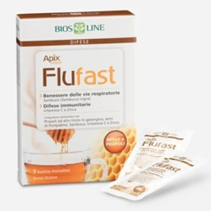 Apix Flufast Respiro 9 Bustine Gusto Miele - Integratore Benessere Vie Respiratorie