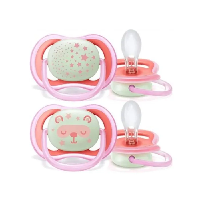 Avent Succhietto Ultra Air Night Girl 6-18 Mesi 2 Pezzi