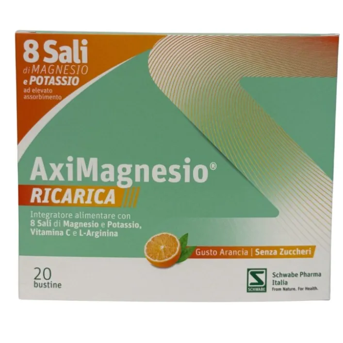 AxiMagnesio Ricarica Arancia 20 Bustine - Integratore Magnesio e Potassio