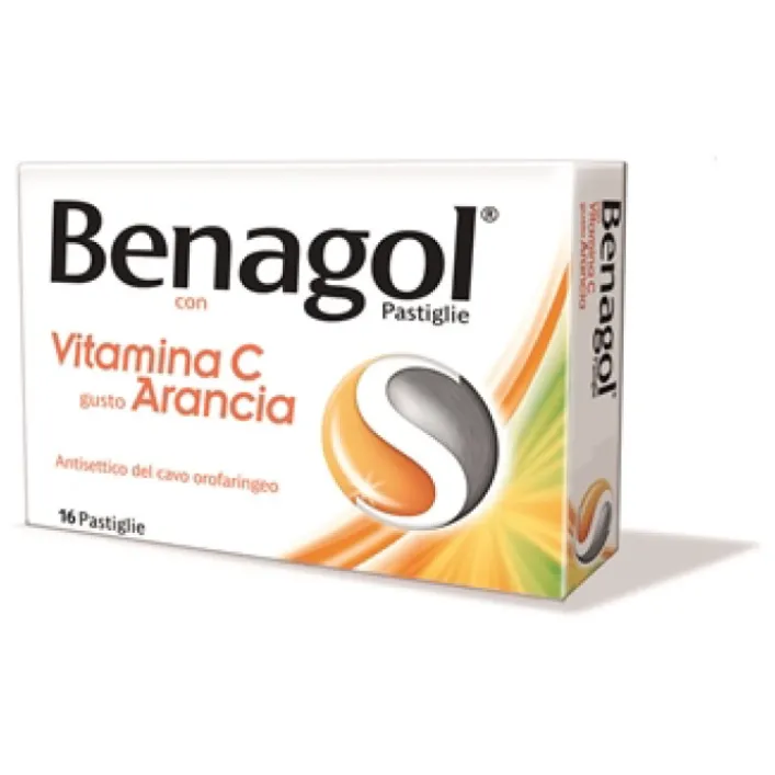 Benagol Pastiglie Vitamina C Gusto Arancia Antisettico Cavo Orale 16 Pastiglie