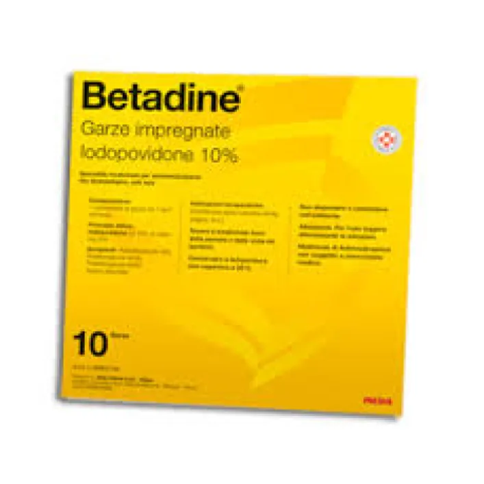 Betadine 10% Iodopovidone Garze Impregnate 10 x 10 cm