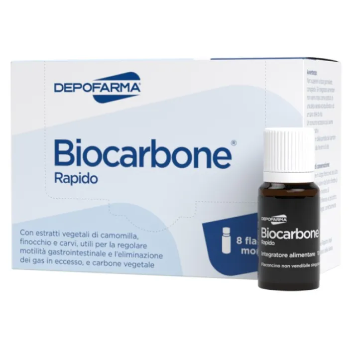 Biocarbone Rapido 8 Flaconcini - Integratore Transito Intestinale
