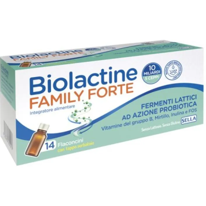 Biolactine Family Forte 10 Miliardi 14 Flaconcini - Integratore Fermenti Lattici