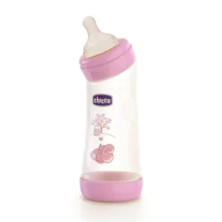 Chicco Biberon Benessere Angolato con Tettarella in Silicone Girl 250 ml