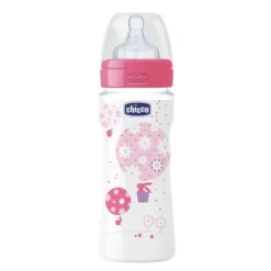 Chicco Biberon Benessere con Tettarella in Silicone Girl 330 ml + 4m