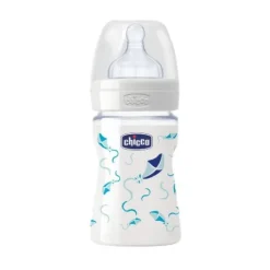 Chicco Biberon Well Being Vetro Decorato in Caucciu' Boy 150 ml