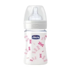 Chicco Biberon Well Being Vetro Decorato in Caucciu' Girl 150 ml