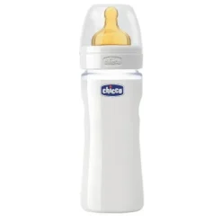 Chicco Biberon Well Being Vetro non Decorato in Caucciu' 240 ml Neonati