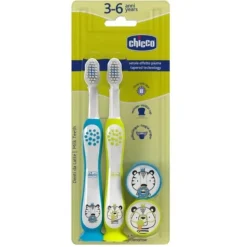 Chicco Spazzolino Azzurro Giallo 3-6 anni 2 pezzi
