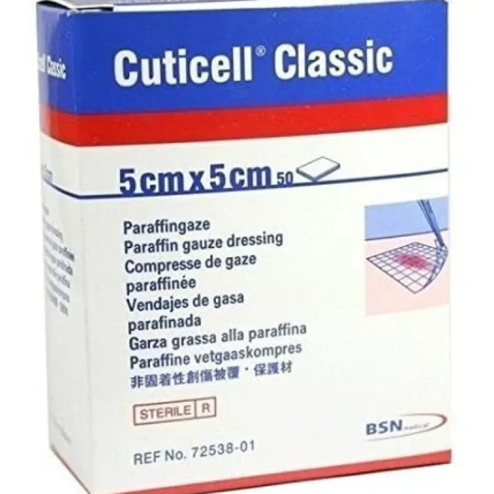Cuticell Garza Classic in Cotone con Paraffina non Deformabile 5x5 cm 5 Pezzi