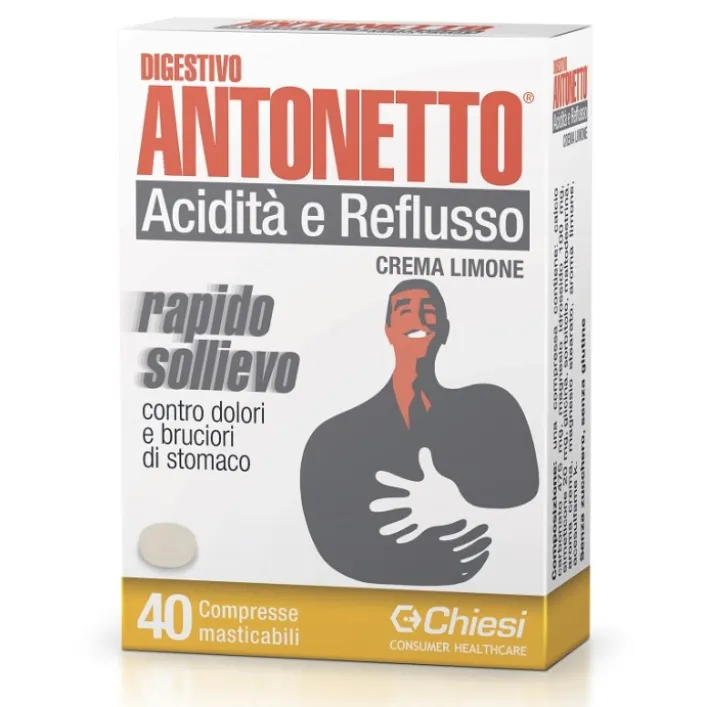Digestivo Antonetto Acidità e Reflusso Gusto Limone 40 Compresse
