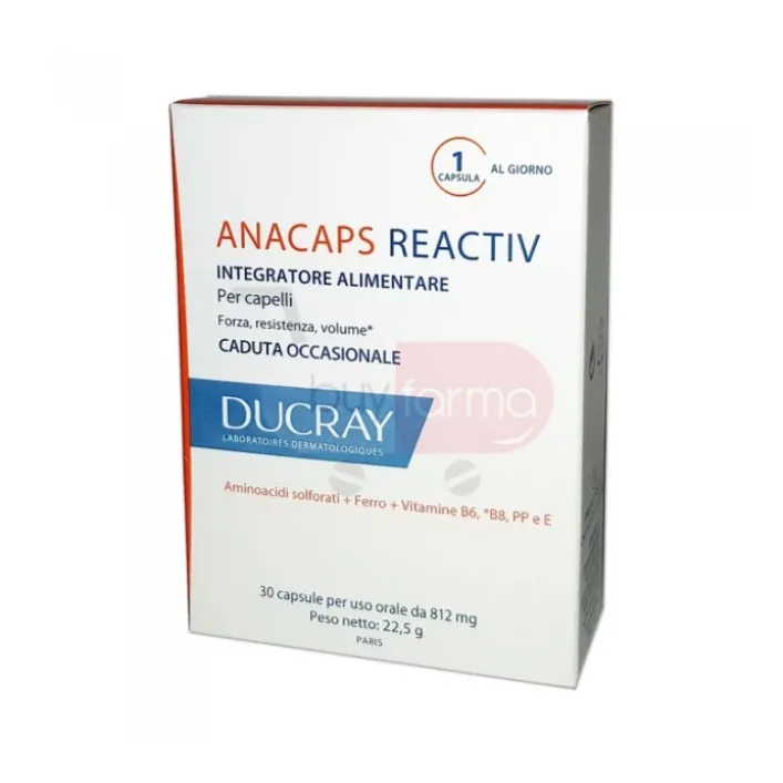 Ducray Anacaps Reactiv 30 Capsule - Integratore Anticaduta Capelli e Unghie
