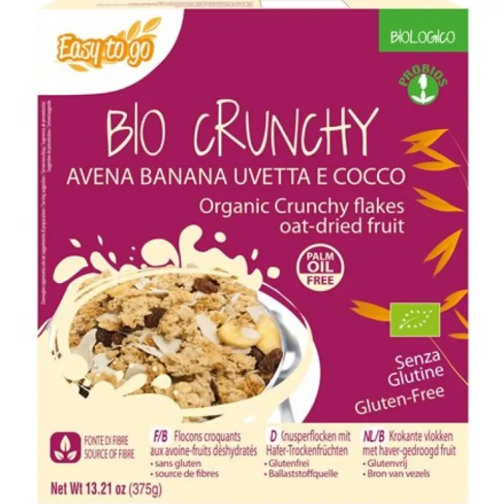 Easy To Go Bio Crunchy Avena Banana Uvetta e Cocco 375 grammi