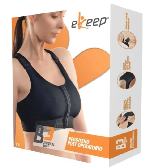 Ekeep B3 Reggiseno Post-Operatorio Nero Misura 4