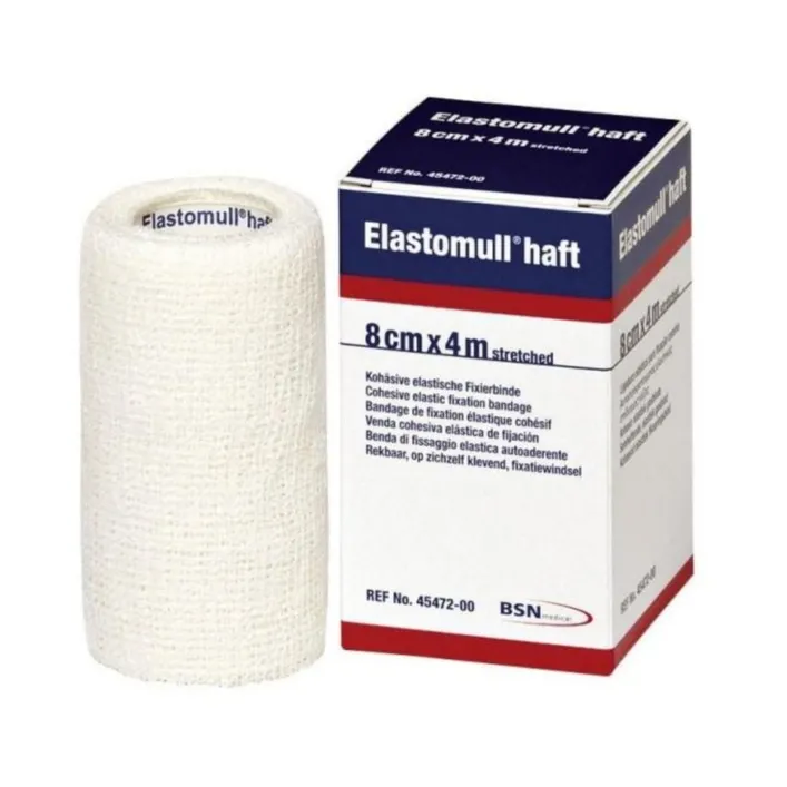 Elastomull Haft Benda di Fissaggio Elastica Autoaderente 4 m x 8 cm