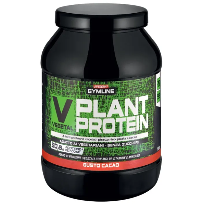 Enervit Gymline Muscle Vegetal Protein Blend Gusto Cacao 800 grammi - Integratore Proteine di Soia