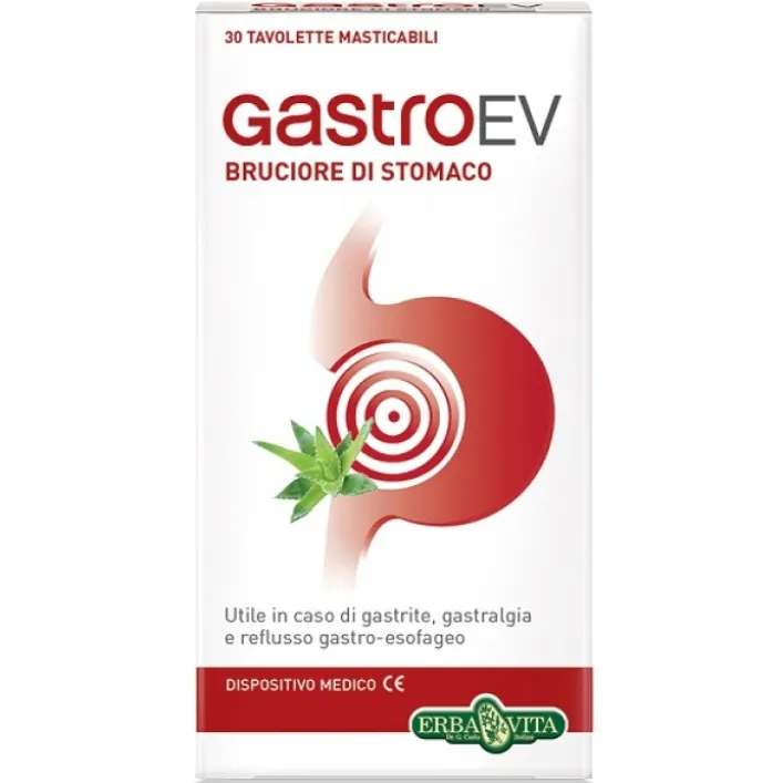 Erba Vita Gastro-EV 30 Tavolette - Integratore contro Bruciore di Stomaco