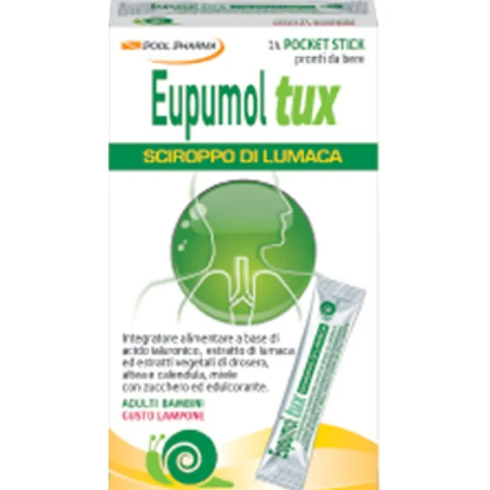 Eupamol Tux Sciroppo di Lumaca 14 Stick - Integratore Tosse Secca e Grassa