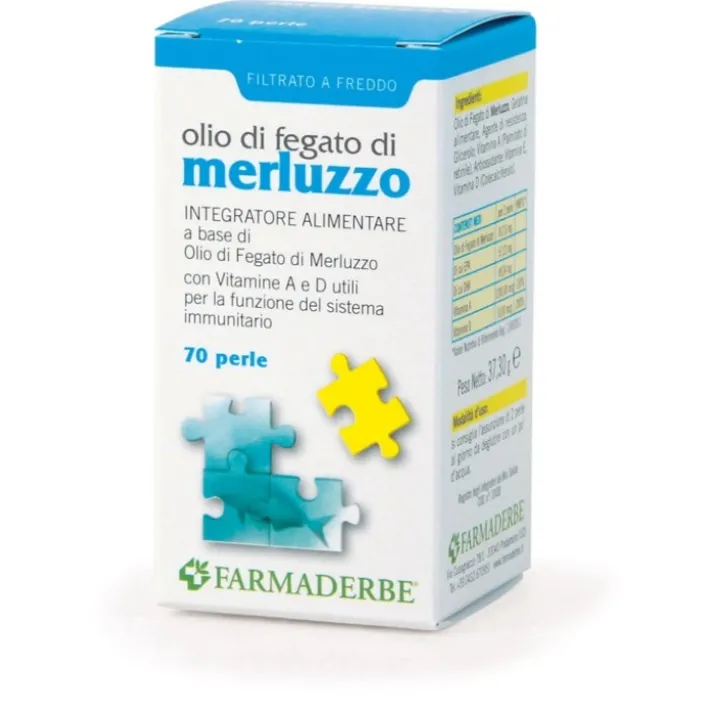 Farmaderbe Olio Fegato Merluzzo 70 Perle - Integratore Omega3