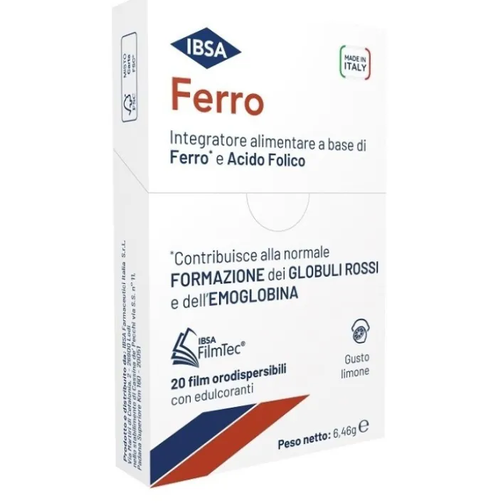 Ferro Ibsa 20 film orodispersibili - Integratore Ferro e Acido Folico