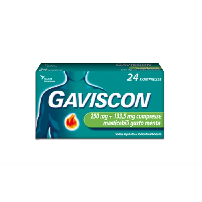 Gaviscon Aroma Menta 250 mg + 133,5 mg 24 Compresse Masticabili