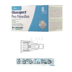 Glucoject Pen Needles G31 8 mm Aghi per Penne da Insulina 100 pezzi