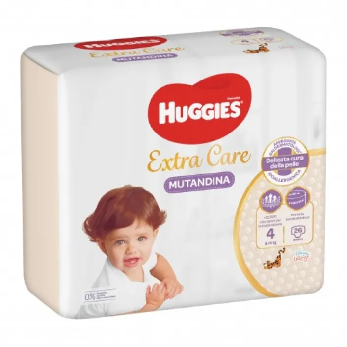 Huggies Extra Care Pannolini Mutandina Taglia 4 (9/14Kg) 26 pezzi