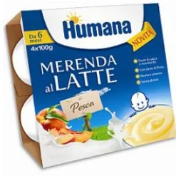 Humana Merenda al Latte Gusto Pesca 4 x 100 ml