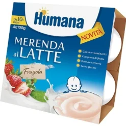 Humana Merenda Latte e Fragola 4 x 100 grammi