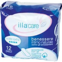 Illa Care Assorbenti Notte Ipoallergenici Extra 12 pezzi
