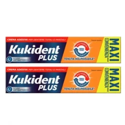 Kukident Plus Doppia Azione Crema Adesiva Protesi Dentaria 2 x 65 grammi