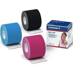 Leukotape K Cerotto Elastico per Taping 5 x 5 cm Azzurro