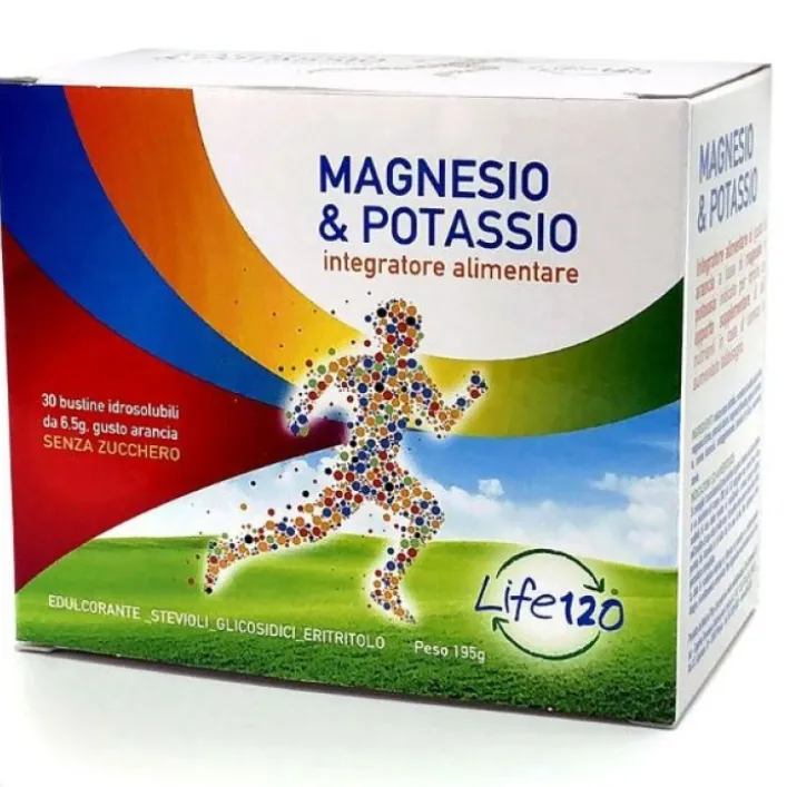 Life 120 Magnesio e Potassio 30 Bustine - Integratore Alimentare