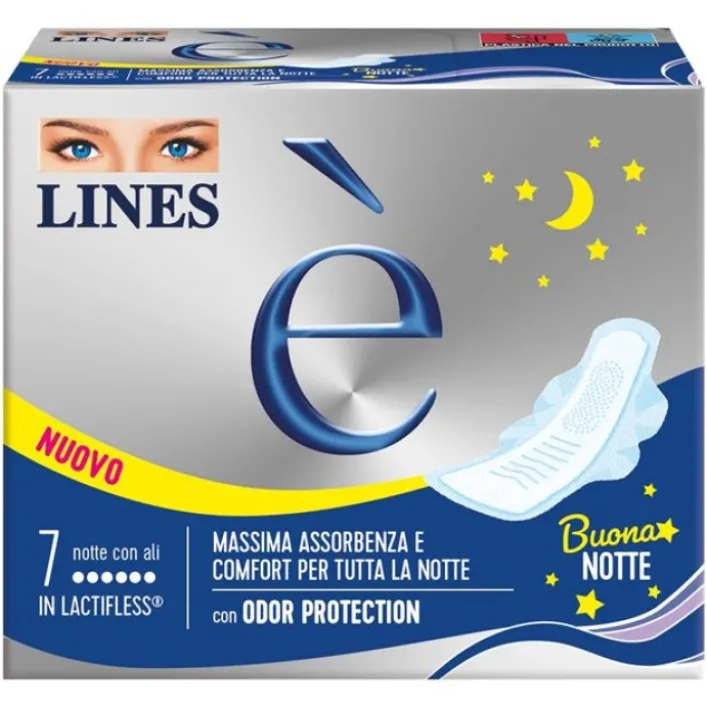 Lines E' Assorbente Downcount Notte con Ali 7 pezzi