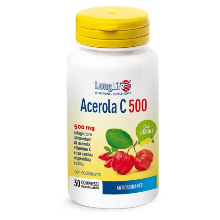 Longlife Acerola C 500 Limone 30 Compresse - Integratore Sistema Immunitario