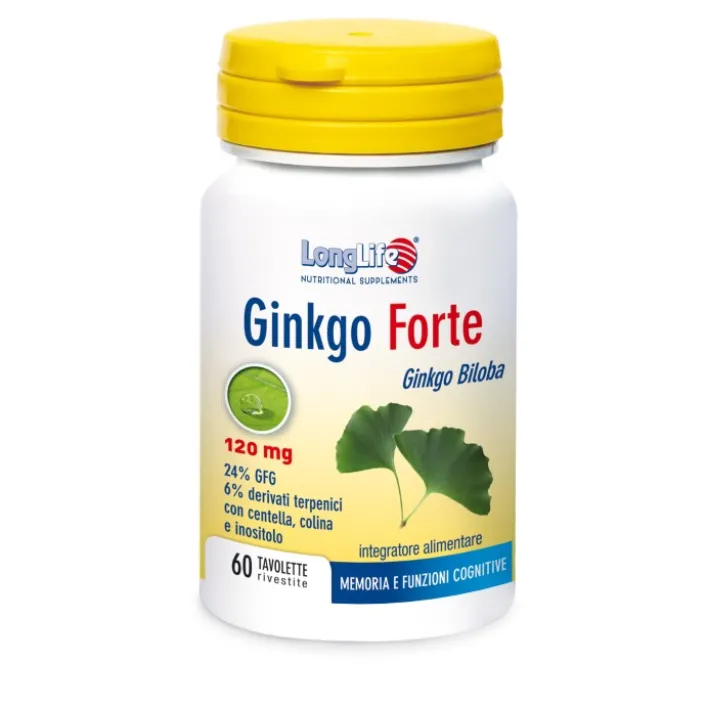 Longlife Ginkgo Forte 60 Tavolette - Integratore Memoria e Funzioni Cognitive