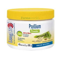 Longlife Psyllium Bio Polvere 180 grammi - Integratore Alimentare Benessere Intestinale