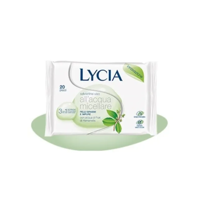 Lycia Salviette Struccanti all'Acqua Micellare Pelli Grasse 12 Pezzi