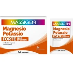 Massigen Magnesio e Potassio Forte Zero Zuccheri 24 Bustine - Integratore Sali Minerali