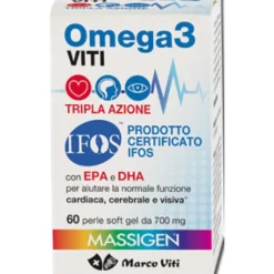 Massigen Omega 3 Viti Tripla Azione 60 Perle - Integratore per il Colesterolo