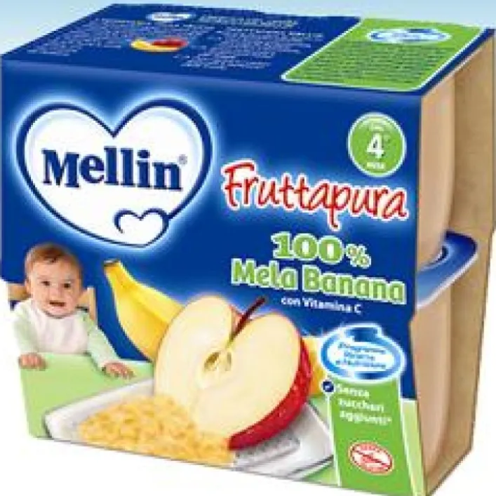 Mellin Frutta Pura Mela Banana 4 x 100 grammi
