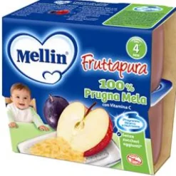 Mellin Frutta Pura Prugna Mela 4 x 100 grammi