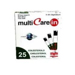 Multicare In Strisce Reattive Misurazione Glucosio Colesterolo 25 pezzi