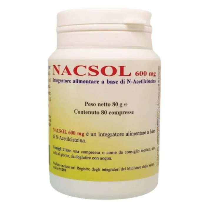 Nacsol 600 mg 80 Compresse - Integratore con N-Acetilcisteina