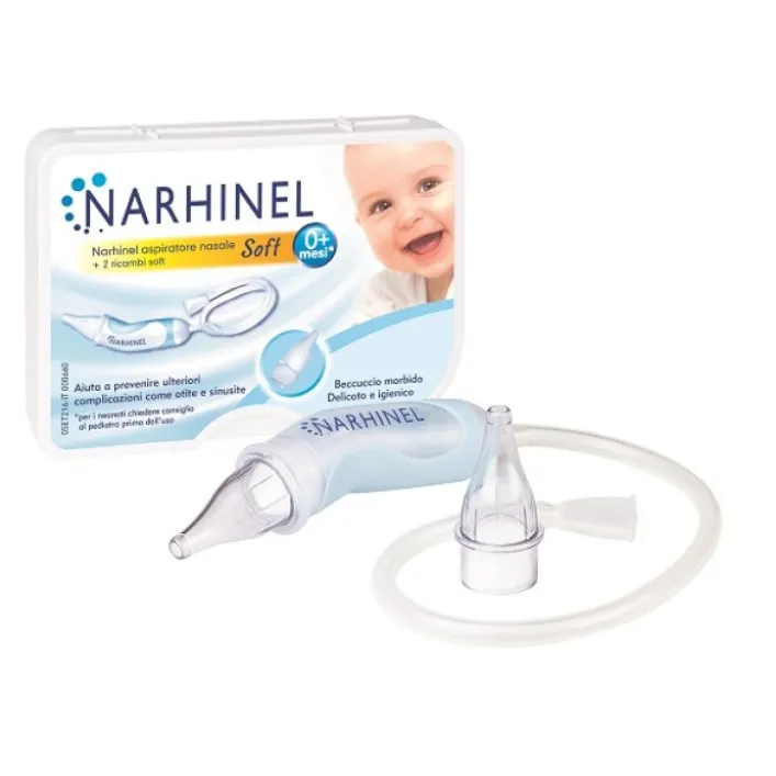 Narhinel Aspiratore Nasale Soft Neonati e Bambini + 2 Ricambi Soft