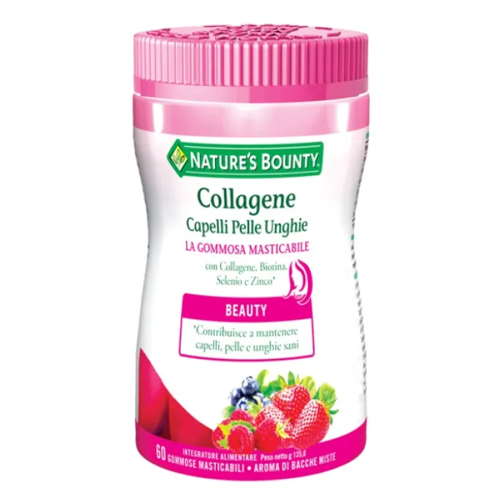 Nature's Bounty Collagene 60 Gommose Masticabili - Integratore Capelli Pelle e Unghie