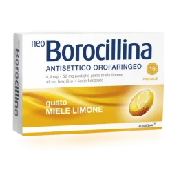 NeoBorocillina Antisettico Orofaringeo 6,4 mg + 52 mg Limone e Miele 16 Pastiglie